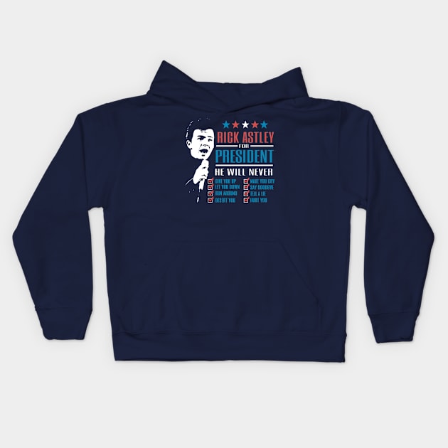 Rick Astley for President Kids Hoodie by hauntedjack